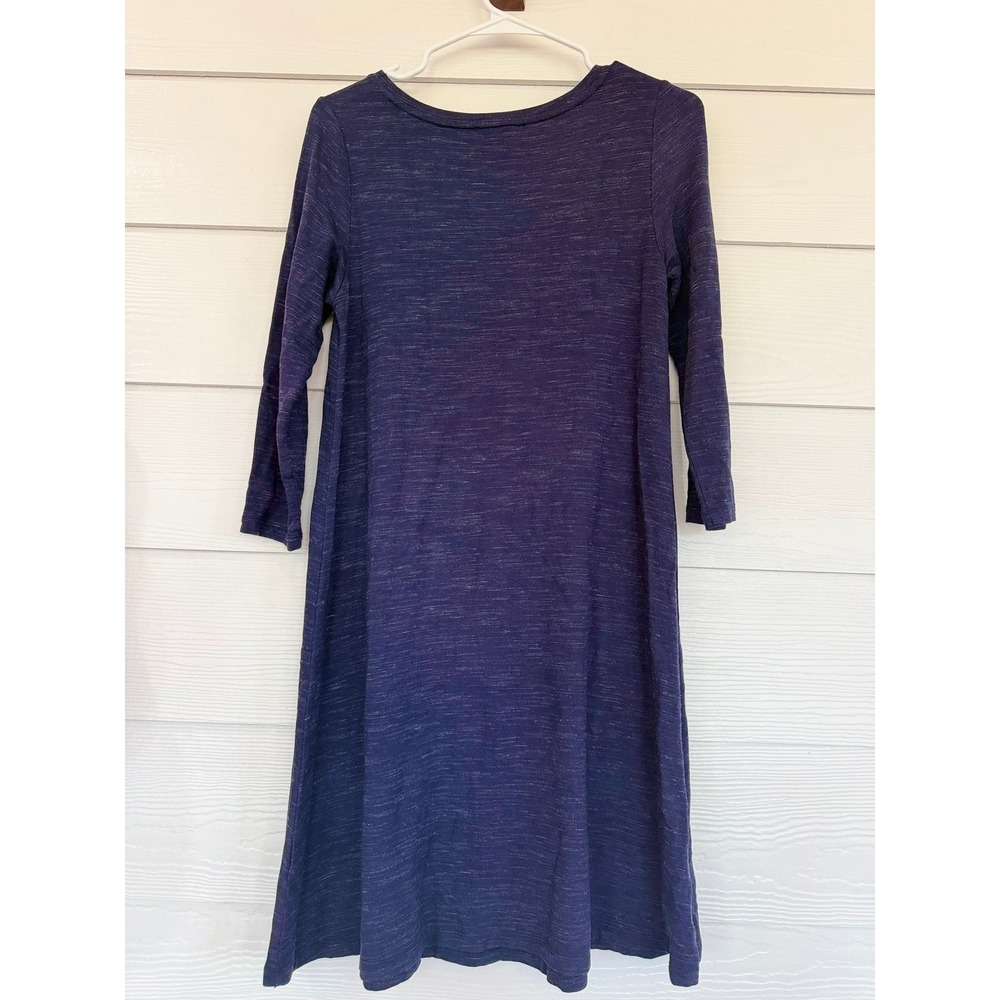 V- 32- Hilary Radley Navy Blue Space Dye Long Sleeve Shift Dress Small